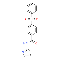 ChemSpider 2D Image | 4-(Phenylsulfonyl)-N-(1,3-thiazol-2-yl)benzamide | C16H12N2O3S2