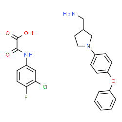 ChemSpider 2D Image | [(3-Chloro-4-fluorophenyl)amino](oxo)acetic acid - 1-[1-(4-phenoxyphenyl)-3-pyrrolidinyl]methanamine (1:1) | C25H25ClFN3O4
