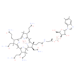 ChemSpider 2D Image | hydroxy-[(2R,3R,4Z,7S,9E,12S,13S,14Z,17S,18S,19R)-2,13,18-tris(2-amino-2-oxo-ethyl)-7,12,17-tris(3-amino-3-oxo-propyl)-3-[3-[[(2R)-2-[[(2R,3R,4R,5S)-5-(5,6-dimethylbenzimidazol-1-yl)-4-hydroxy-2-(hydroxymethyl)tetrahydrofuran-3-yl]oxy-oxido-phosphoryl]oxypropyl]amino]-3-oxo-propyl]-3,5,8,8,13,15,18,19-octamethyl-2,7,12,17-tetrahydro-1H-corrin-21-yl]cobalt(1+) | C62H89CoN13O15P