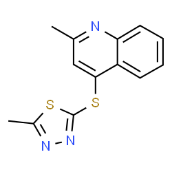 ChemSpider 2D Image | 2-methyl-5-[(2-methyl-4-quinolinyl)thio]-1,3,4-thiadiazole | C13H11N3S2