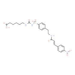 ChemSpider 2D Image | 6-[({[4-(2-{[(2E)-3-(4-Nitrophenyl)-2-propenoyl]amino}ethyl)phenyl]sulfonyl}carbamoyl)amino]hexanoic acid | C24H28N4O8S
