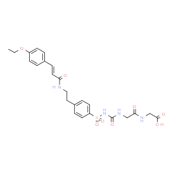 ChemSpider 2D Image | N-({[4-(2-{[(2E)-3-(4-Ethoxyphenyl)-2-propenoyl]amino}ethyl)phenyl]sulfonyl}carbamoyl)glycylglycine | C24H28N4O8S