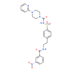 ChemSpider 2D Image | N-[(4-{2-[(3-Nitrobenzoyl)amino]ethyl}phenyl)sulfonyl]-4-(2-pyridinyl)-1-piperazinecarboxamide | C25H26N6O6S