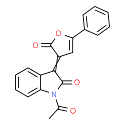 ChemSpider 2D Image | 1-Acetyl-3-(2-oxo-5-phenyl-3(2H)-furanylidene)-1,3-dihydro-2H-indol-2-one | C20H13NO4