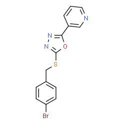 ChemSpider 2D Image | 3-{5-[(4-Bromobenzyl)sulfanyl]-1,3,4-oxadiazol-2-yl}pyridine | C14H10BrN3OS