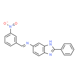 ChemSpider 2D Image | N-[(E)-(3-Nitrophenyl)methylene]-2-phenyl-1H-benzimidazol-5-amine | C20H14N4O2