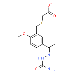 ChemSpider 2D Image | ({5-[(1Z)-N-Carbamoylethanehydrazonoyl]-2-methoxybenzyl}sulfanyl)acetate | C13H16N3O4S