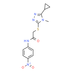 ChemSpider 2D Image | 2-[(5-Cyclopropyl-4-methyl-4H-1,2,4-triazol-3-yl)sulfanyl]-N-(4-nitrophenyl)acetamide | C14H15N5O3S