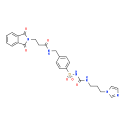 ChemSpider 2D Image | 3-(1,3-Dioxo-1,3-dihydro-2H-isoindol-2-yl)-N-[4-({[3-(1H-imidazol-1-yl)propyl]carbamoyl}sulfamoyl)benzyl]propanamide | C25H26N6O6S