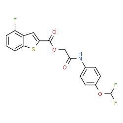 ChemSpider 2D Image | 2-{[4-(Difluoromethoxy)phenyl]amino}-2-oxoethyl 4-fluoro-1-benzothiophene-2-carboxylate | C18H12F3NO4S