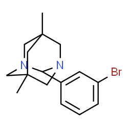 ChemSpider 2D Image | 2-(3-Bromophenyl)-5,7-dimethyl-1,3-diazatricyclo[3.3.1.1~3,7~]decane | C16H21BrN2
