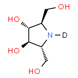 ChemSpider 2D Image | (2R,3R,4R,5R)-2,5-Bis(hydroxymethyl)-3,4-(1-~2~H)pyrrolidinediol | C6H12DNO4