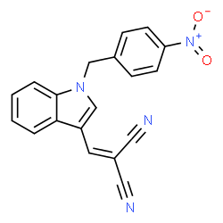 ChemSpider 2D Image | {[1-(4-Nitrobenzyl)-1H-indol-3-yl]methylene}malononitrile | C19H12N4O2