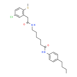 ChemSpider 2D Image | N-(4-Butylphenyl)-6-({[5-chloro-2-(methylsulfanyl)phenyl]acetyl}amino)hexanamide | C25H33ClN2O2S
