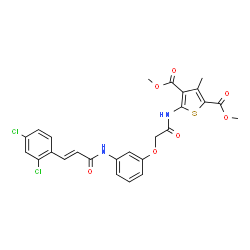 ChemSpider 2D Image | Dimethyl 5-{[(3-{[(2E)-3-(2,4-dichlorophenyl)-2-propenoyl]amino}phenoxy)acetyl]amino}-3-methyl-2,4-thiophenedicarboxylate | C26H22Cl2N2O7S
