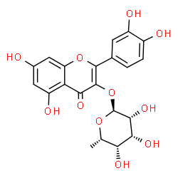 ChemSpider 2D Image | 2-(3,4-Dihydroxyphenyl)-5,7-dihydroxy-4-oxo-4H-chromen-3-yl 6-deoxy-alpha-L-talopyranoside | C21H20O11