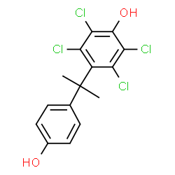 ChemSpider 2D Image | 2,3,5,6-Tetrachloro-4-[2-(4-hydroxyphenyl)-2-propanyl]phenol | C15H12Cl4O2