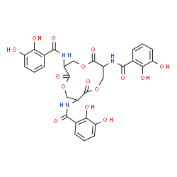 ChemSpider 2D Image | N,N',N''-(2,6,10-Trioxo-1,5,9-trioxacyclododecane-3,7,11-triyl)tris(2,3-dihydroxybenzamide) | C30H27N3O15