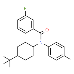 ChemSpider 2D Image | 3-Fluoro-N-(4-methylphenyl)-N-[4-(2-methyl-2-propanyl)cyclohexyl]benzamide | C24H30FNO