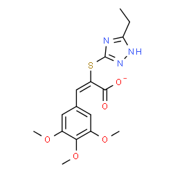 ChemSpider 2D Image | (2E)-2-[(5-Ethyl-1H-1,2,4-triazol-3-yl)sulfanyl]-3-(3,4,5-trimethoxyphenyl)acrylate | C16H18N3O5S