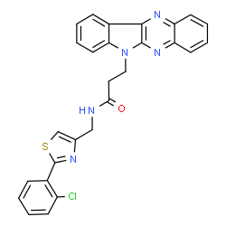 ChemSpider 2D Image | N-{[2-(2-Chlorophenyl)-1,3-thiazol-4-yl]methyl}-3-(6H-indolo[2,3-b]quinoxalin-6-yl)propanamide | C27H20ClN5OS