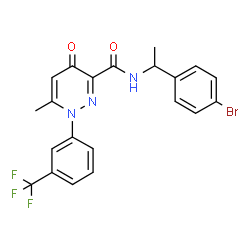 ChemSpider 2D Image | N-[1-(4-Bromophenyl)ethyl]-6-methyl-4-oxo-1-[3-(trifluoromethyl)phenyl]-1,4-dihydro-3-pyridazinecarboxamide | C21H17BrF3N3O2