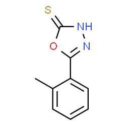 ChemSpider 2D Image | 5-(2-Methylphenyl)-1,3,4-oxadiazole-2(3H)-thione | C9H8N2OS