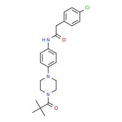 ChemSpider 2D Image | 2-(4-Chlorophenyl)-N-{4-[4-(2,2-dimethylpropanoyl)-1-piperazinyl]phenyl}acetamide | C23H28ClN3O2