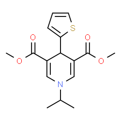 ChemSpider 2D Image | Dimethyl 1-isopropyl-4-(2-thienyl)-1,4-dihydro-3,5-pyridinedicarboxylate | C16H19NO4S