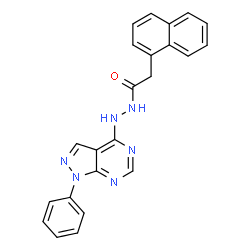 ChemSpider 2D Image | 2-(1-Naphthyl)-N'-(1-phenyl-1H-pyrazolo[3,4-d]pyrimidin-4-yl)acetohydrazide | C23H18N6O