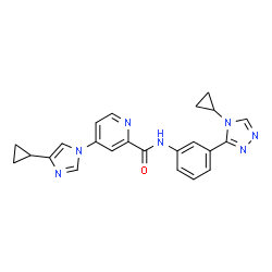 ChemSpider 2D Image | N-[3-(4-cyclopropyl-1,2,4-triazol-3-yl)phenyl]-4-(4-cyclopropylimidazol-1-yl)pyridine-2-carboxamide | C23H21N7O