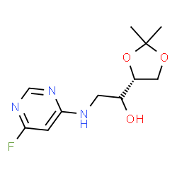 ChemSpider 2D Image | (1S)-1-[(4R)-2,2-Dimethyl-1,3-dioxolan-4-yl]-2-[(6-fluoro-4-pyrimidinyl)amino]ethanol | C11H16FN3O3