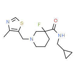 ChemSpider 2D Image | N-(Cyclopropylmethyl)-3-fluoro-1-[(4-methyl-1,3-thiazol-5-yl)methyl]-3-piperidinecarboxamide | C15H22FN3OS