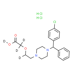 ChemSpider 2D Image | {[2-{4-[(4-Chlorophenyl)(phenyl)methyl]-1-piperazinyl}(1-~2~H_1_)ethyl]oxy}(~2~H_3_)acetic acid dihydrochloride | C21H23D4Cl3N2O3