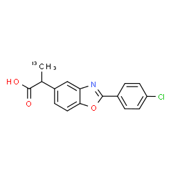 ChemSpider 2D Image | 2-[2-(4-Chlorophenyl)-1,3-benzoxazol-5-yl](3-~13~C)propanoic acid | C1513CH12ClNO3