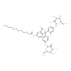 ChemSpider 2D Image | N-[3',6'-Bis(beta-L-galactopyranosyloxy)-3-oxo-3H-spiro[2-benzofuran-1,9'-xanthen]-5-yl]dodecanamide | C44H55NO16