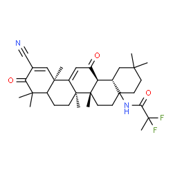 ChemSpider 2D Image | N-[(6aS,6bR,12aR,14aS,14bS)-11-Cyano-2,2,6a,6b,9,9,12a-heptamethyl-10,14-dioxo-1,3,4,5,6,6a,6b,7,8,8a,9,10,12a,14,14a,14b-hexadecahydro-4a(2H)-picenyl]-2,2-difluoropropanamide | C33H44F2N2O3