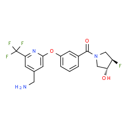 ChemSpider 2D Image | (3R,4R)-1-(3-{[4-(aminomethyl)-6-(trifluoromethyl)pyridin-2-yl]oxy}benzoyl)-4-fluoropyrrolidin-3-ol | C18H17F4N3O3