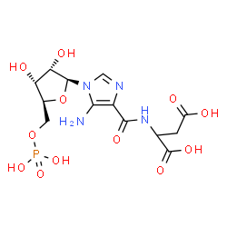 ChemSpider 2D Image | N-{[5-Amino-1-(5-O-phosphono-beta-L-ribofuranosyl)-1H-imidazol-4-yl]carbonyl}aspartic acid | C13H19N4O12P