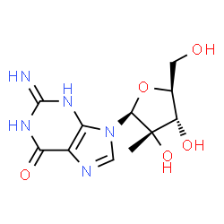 ChemSpider 2D Image | 2-Imino-9-(2-C-methyl-beta-L-ribofuranosyl)-1,2,3,9-tetrahydro-6H-purin-6-one | C11H15N5O5