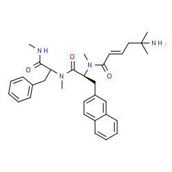 ChemSpider 2D Image | (2E)-5-Amino-N,5-dimethyl-N-[(2S)-1-{methyl[1-(methylamino)-1-oxo-3-phenyl-2-propanyl]amino}-3-(2-naphthyl)-1-oxo-2-propanyl]-2-hexenamide (non-preferred name) | C32H40N4O3