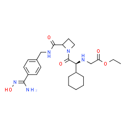 ChemSpider 2D Image | Ethyl N-[(1S)-1-cyclohexyl-2-(2-{[4-(N'-hydroxycarbamimidoyl)benzyl]carbamoyl}-1-azetidinyl)-2-oxoethyl]glycinate | C24H35N5O5