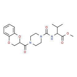 ChemSpider 2D Image | Methyl N-{[4-(2,3-dihydro-1,4-benzodioxin-2-ylcarbonyl)-1-piperazinyl]carbonyl}valinate | C20H27N3O6