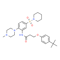 ChemSpider 2D Image | N-[2-(4-Methyl-1-piperazinyl)-5-(1-piperidinylsulfonyl)phenyl]-3-[4-(2-methyl-2-propanyl)phenoxy]propanamide | C29H42N4O4S