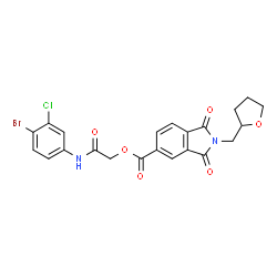 ChemSpider 2D Image | 2-[(4-Bromo-3-chlorophenyl)amino]-2-oxoethyl 1,3-dioxo-2-(tetrahydro-2-furanylmethyl)-5-isoindolinecarboxylate | C22H18BrClN2O6