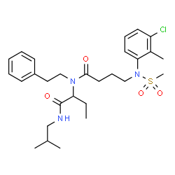 ChemSpider 2D Image | 4-[(3-Chloro-2-methylphenyl)(methylsulfonyl)amino]-N-[1-(isobutylamino)-1-oxo-2-butanyl]-N-(2-phenylethyl)butanamide | C28H40ClN3O4S
