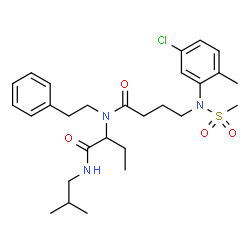 ChemSpider 2D Image | 4-[(5-Chloro-2-methylphenyl)(methylsulfonyl)amino]-N-[1-(isobutylamino)-1-oxo-2-butanyl]-N-(2-phenylethyl)butanamide | C28H40ClN3O4S