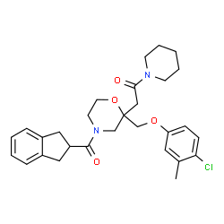 ChemSpider 2D Image | 2-{2-[(4-Chloro-3-methylphenoxy)methyl]-4-(2,3-dihydro-1H-inden-2-ylcarbonyl)-2-morpholinyl}-1-(1-piperidinyl)ethanone | C29H35ClN2O4