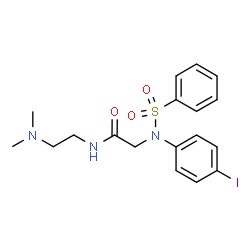 ChemSpider 2D Image | N-[2-(Dimethylamino)ethyl]-N~2~-(4-iodophenyl)-N~2~-(phenylsulfonyl)glycinamide | C18H22IN3O3S