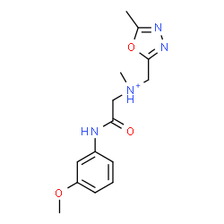 ChemSpider 2D Image | 2-[(3-Methoxyphenyl)amino]-N-methyl-N-[(5-methyl-1,3,4-oxadiazol-2-yl)methyl]-2-oxoethanaminium | C14H19N4O3